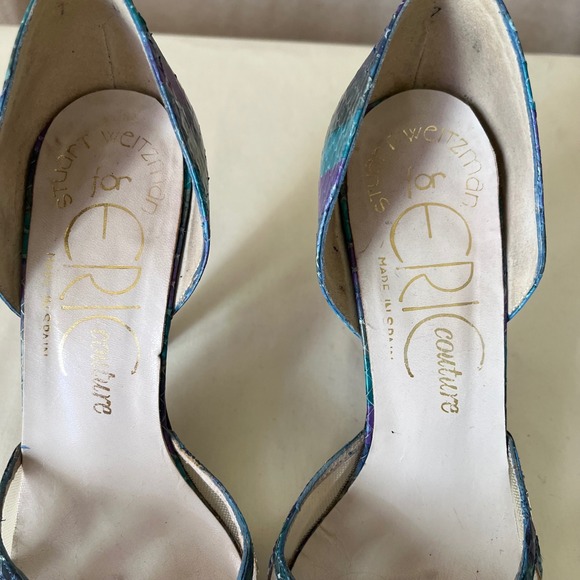 Vintage Stuart Weitzman Snakeskin Mesh D'Orsay Heels Size 7 Multicolor - Picture 3 of 10